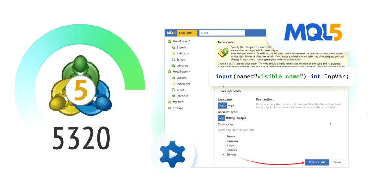 MT4官网_metatrader4下载_指标 EA 资讯与工具一站式资源门户：新版 MetaTrader 5 平台 Build 5320：代码库中的服务和改进的 MQL5 输入变量操作（封面配图）